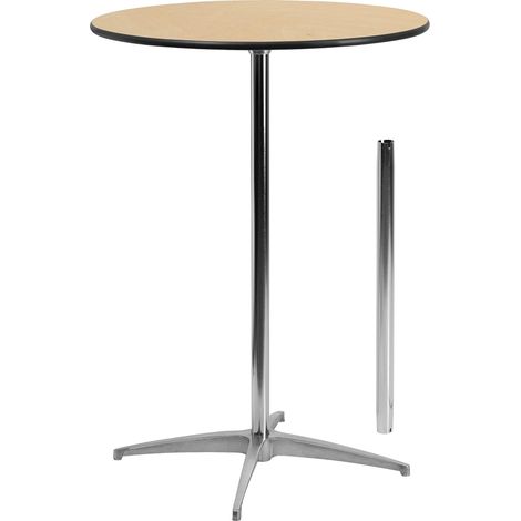 Table de Cocktail Ronde en Bois de 76,2 cm avec colonnes de 76 cm et 106 cm, Bouleau en Acier chromé, Noir, 76,2 cm (1/5)