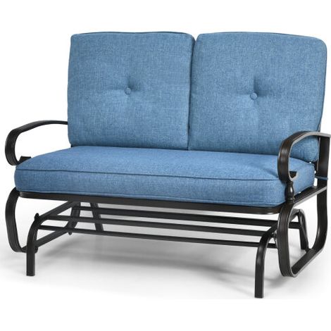 2 Seats Outdoor Swing Glider Chair Patio Loveseat Glider Rocking Bench (1/3)