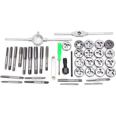 40-teiliges metrisches Gewindeschneid- und Schneideisen-Set, Fräsen, Kohlenstoffstahl, Handgewindewerkzeug, Hardware-Zubehör (1/5)