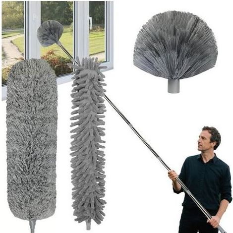 Plumeau Telescopique 6m, Tete De Loup Telescopique avec Extension RéGlable 1,5 à 4,9 m, Balai AraignéE Tete De Loup Telescopique, Tête en Microfibre Télescopique pour Plafonds, Stores (1/5)