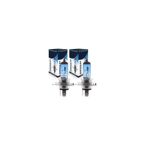 2 x Ampoules H4 100/90W 12V SUPER WHITE - FRANCE-XENON - Lampes Halogène haute puissance - pack de 2 (1/4)