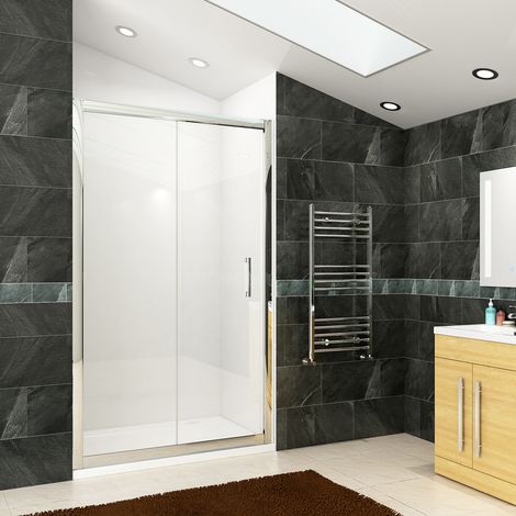 ELEGANT 1000mm Sliding Shower Door Modern Bathroom 8mm Easy Clean Glass Shower Enclosure Cubicle Door (1/5)