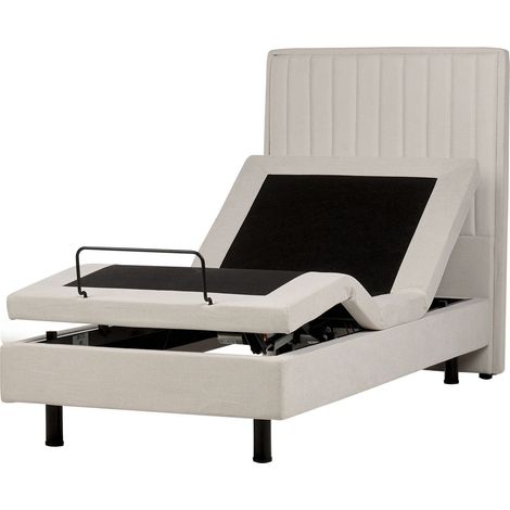 Bett verstellbar Stoff DUKE II 90 x 200 cm Hellbeige (1/5)