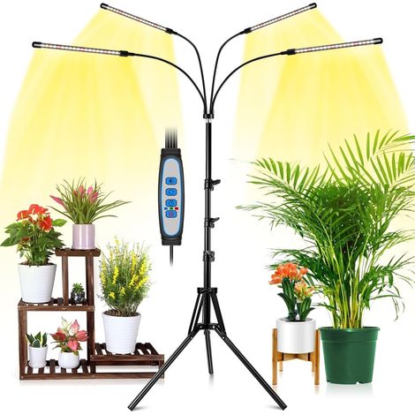 Grow Light, 4 Heads 80 LEDs Full Spectrum Indoor Plants, 10 Dimming Levels and 3 Lighting Modes, with Auto Timer and Height Adjustable Stand (1/5)
