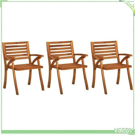 Chaise de salle à manger de jardin - FAFEICY - 3060781 - Acacia massif huilé - Lot de 3 + 1 coussin - Coussins anthracite (1/5)