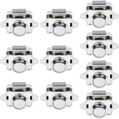 CCYKXA 10Pcs Serrure de Sécurité Bouton Poussoir Armoire Porte pour Camping-car Caravane Argent (1/5)