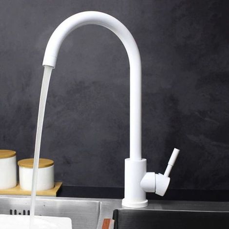 Miscelatore rubinetto monocomando per lavabo cucina canna alta bianco 79830