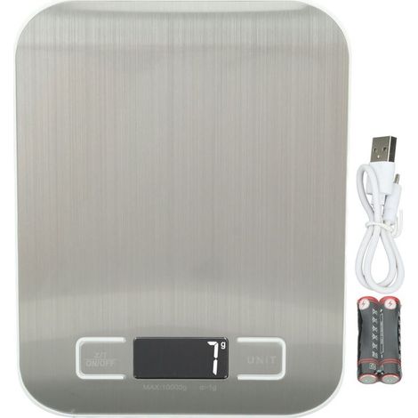Balance de Cuisine Numérique 10kg Étanche Rechargeable avec Écran LCD pour Cuisine Pâtisserie, Précision 1g