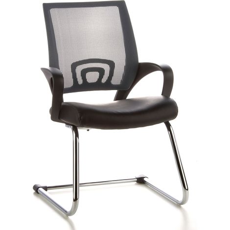 Konferenzstuhl / Freischwinger / Stuhl VISTO NET V Netzstoff schwarz / grau Chrom hjh OFFICE