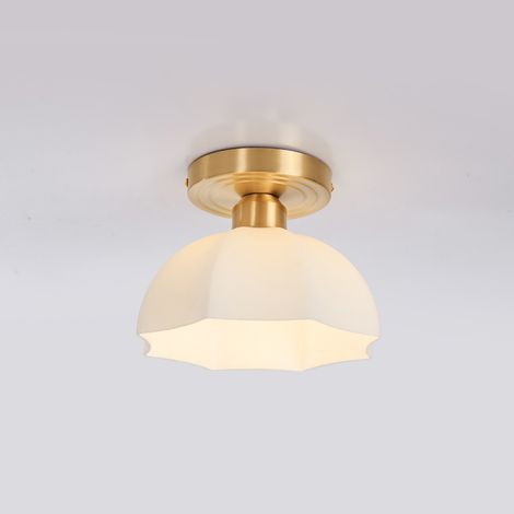 Plafonniers Modernes Abat-Jour en Verre Parapluie Blanc Éclairage Suspendu de Plafond Contemporain du Milieu du Siècle dans la Cuisine Salon Base Dorée, Diamètre 20 cm 3000k (1/5)