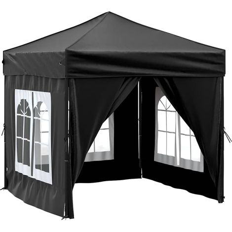 vidaXL Carpa para fiestas plegable con paredes laterales negro 2x2 m (1/2)
