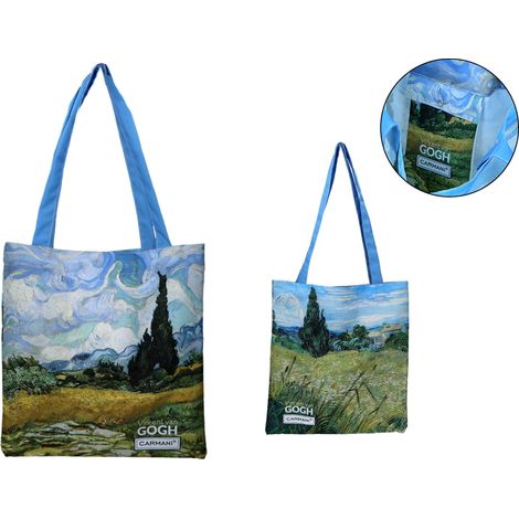 Carmani, Umhängetasche, für Einkäufe bis 5 kg - VAN gogh/Weizenfeld mit Zypressen (1/4)