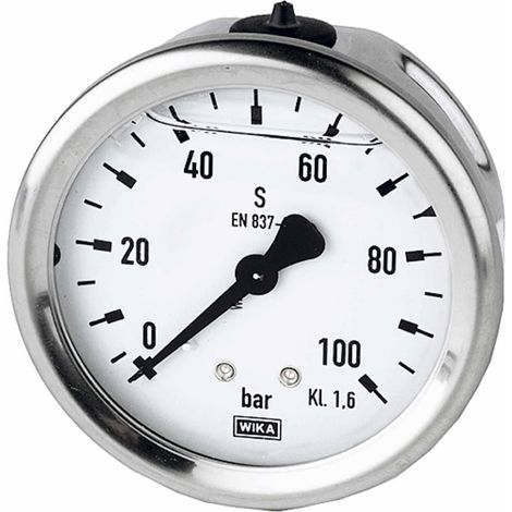 Riegler Manomètre à glycérine Acier CrNi G 1/4 arrière centré 0 - 4 bar Ø 63 mm - 102147