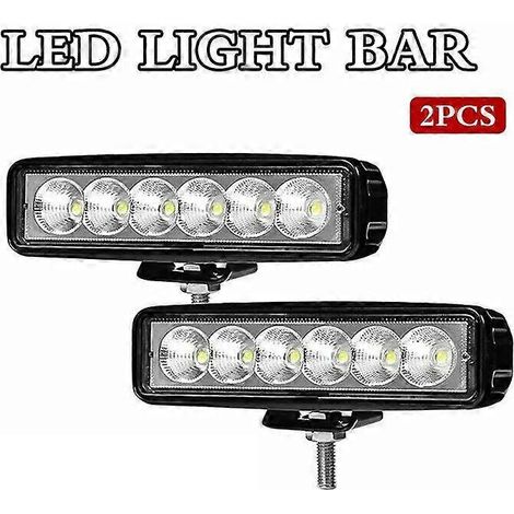 Lot de 2 projecteurs de travail LED 6 LED 18 W pour voiture, feux de jour, projecteur longue portée, étanches, pour 4x4, SUV, camion, 12 V (1/5)