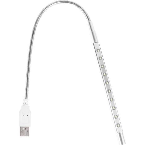 Lampe USB pour Ordinateur Portable, Lampe Clavier Argenté Métal LED Blanc, Flexible, sans Alimentation Externe, Usage Maison et Jeux Nocturnes (1/5)