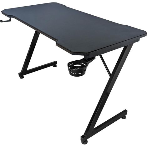 Bureau Gaming Ergonomique Finition Carbone, Bureau Gamer avec Tapis de Souris intégral pour PC Gaming (1/5)