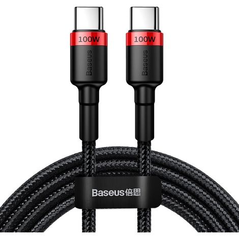 Cavo Baseus Cafule da USB-C a USB-C, QC 3.0, PD 2.0, 100W, 5A, 2m (Rosso-Nero) (1/5)