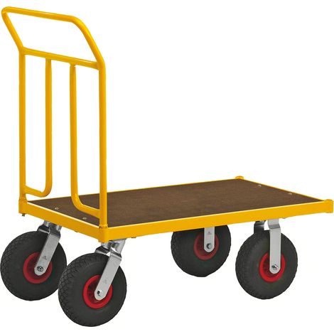 Kongamek Plattformwagen pulverbeschichtet mit Ladefläche 950x554mm aus MDF, Schiebebügel und Luftbereifung ohne Bremse (1/3)