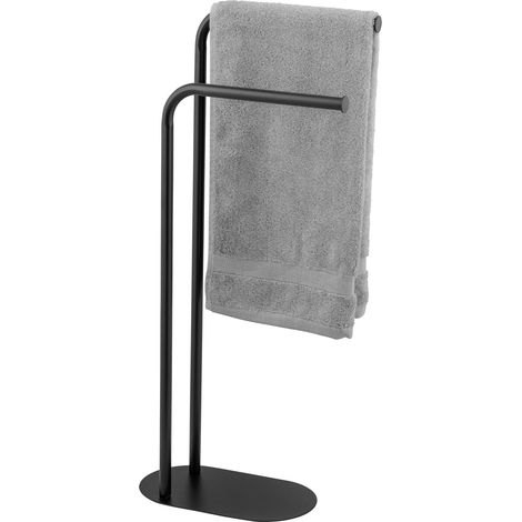 Wenko Porta Asciugamani MOD. Levante Appendiabiti a piantana autoportante Accessori Bagno salvaspazio Acciaio Nero 30 x 79 x 17 cm Elegante Design (1/5)