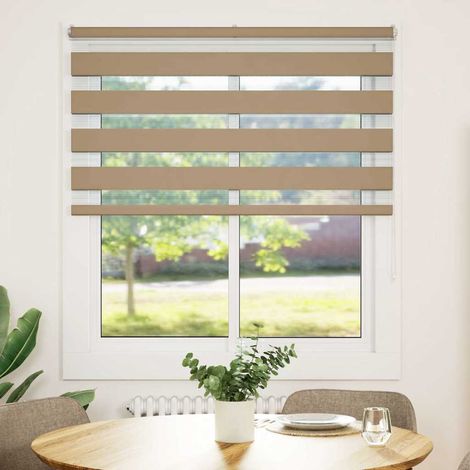 Maison Exclusive - Store zèbre marron sable largeur du tissu 120,9 cm polyester