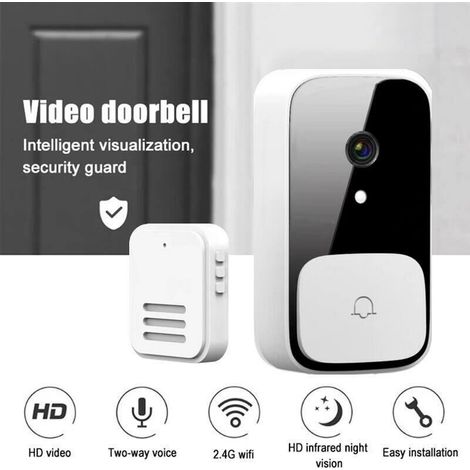 Sonnette video sans fil pour maison connectee, wi-fi 2.4G, camera de securite, interphone video HD IR, Vision nocturne, APP interphone vocal Sonnette pour appartement (1/5)