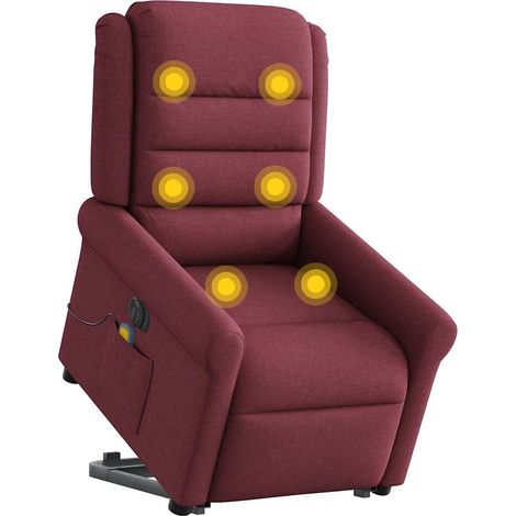 Maison Exclusive - Poltrona Alzapersona Massaggiante Elettrica Rosso Vino Tessuto (1/5)
