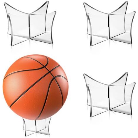 Sollbry Support de Balle en Acrylique Support de Présentoir de Balle Support de Boule Multifonctionnel pour Basketball Football Volleyball Rugby Ball 4 Pièces (Transparent) (1/5)