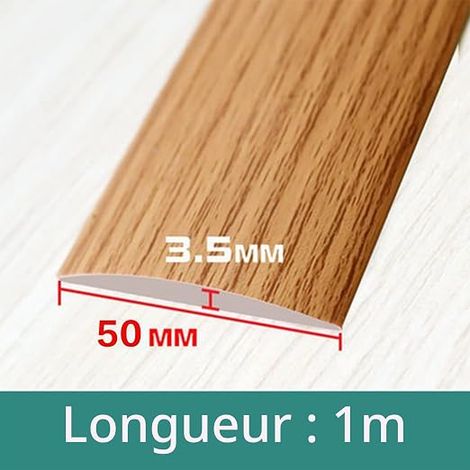 Bande de seuil en PVC de 100cm, bandes de transition de sol, bandes de revêtement stratifié, bande de séparation porte auto-adhésive (100cm-5cm-Grain de bois jaune) (1/4)