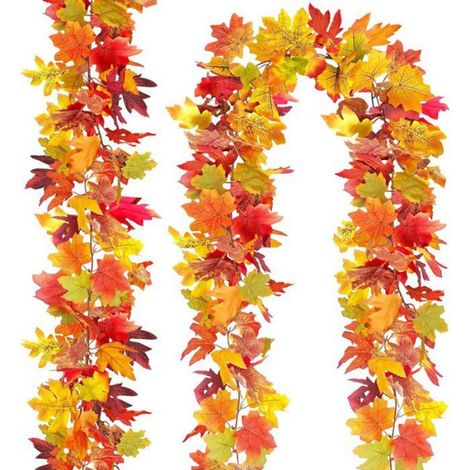 Guirlande Feuilles D'érable - 175 cm - Décoration Automne Multicolore - 2 Pièces (1/5)