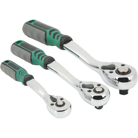 Clé à cliquet à 72 dents, poignée en acier inoxydable, 3 pièces, cliquet à dégagement rapide pour réparation automobile (1/5)