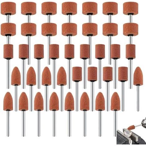 Ensemble de 42 Embouts Meulage en Corindon, Accessoires Dremel pour Tournevis Sans Fil à Tige 3 mm, l'Affûtage des Pierres Précieuses, du Verre, Métaux et Bois - (1/5)