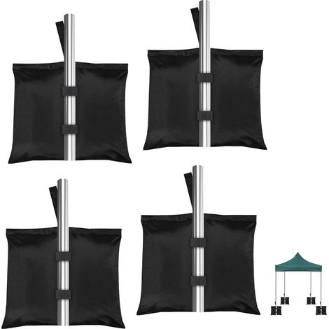 Juego de 4 bolsas de peso - Peso máximo 13 kg por bolsa - para cenadores, toldos, tiendas de campaña y sombrillas - Bolsas de peso negras (1/5)