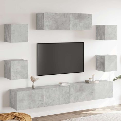 7-tlg. TV-Schrank-Set Betongrau Holzwerkstoff (1/5)