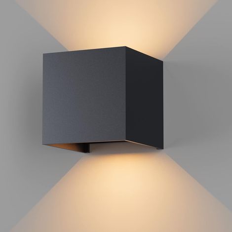 12 W Wandleuchte Outdoor/Indoor Warmweiß Wandleuchte, 3.000 K LED Außenwandleuchte IP65 für Schlafzimmer, Wohnzimmer, Outdoor, verstellbarer Abstrahlwinkel, schwarz [Energieklasse A++] [Energieklasse  (1/5)