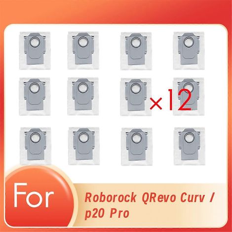 Lot de 12 sacs à poussière pour aspirateur Roborock QRevo Curv / P20 Pro : accessoires conçus pour durer et offrir une performance optimale. (1/5)