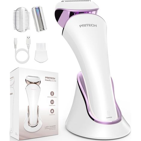 Electric Shaver for Women Painless Rechargeable Hair Removal Legs Armpit Hair Removal Cordless (Purple) (1/5)