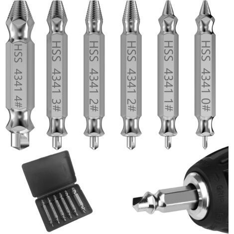 6 Pieces Screw Extractor, Broken Screw Extractor, Screw Extractor Kit Double Ended Design, Damaged Screw Extractors for Removing Screws (1/5)