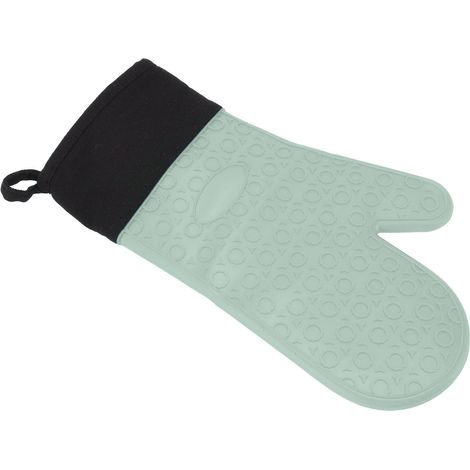 Gants de cuisine en silicone résistants à la chaleur, anti-dérapants pour four et pâtisserie, longs avec 2 doigts, verts (1/5)