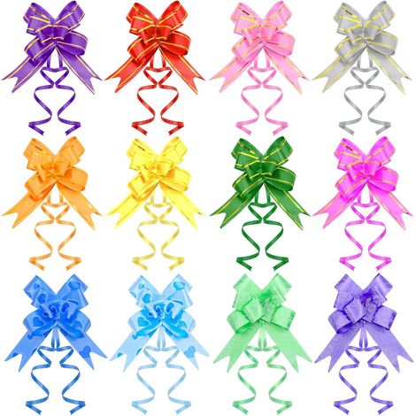 120 Pièces Noeuds Cadeau Gros Noeud Cadeau Tirer Ruban Emballage Cadeau Pour Bouteilles De Vin Anniversaire Panier Cadeau Fleurs FêTe Mariage NoëL Décoration (1/5)
