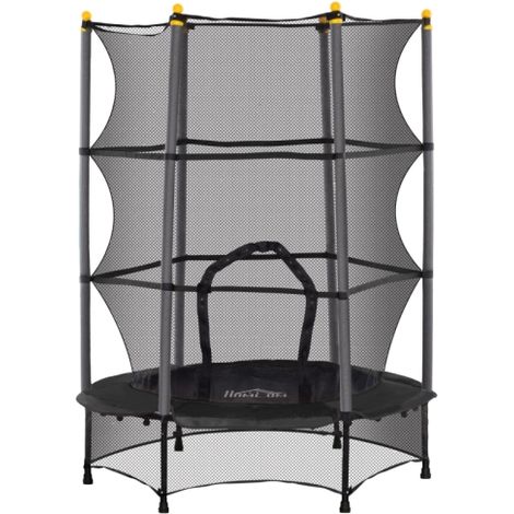 4.6FT Kids Trampoline with Safety Enclosure for Indoor and Outdoor Use, Perfect for Ages 3 to 10, Black Color