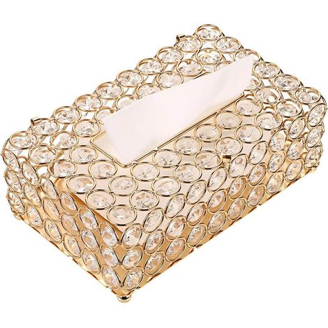 Boîte de rangement rectangulaire en cristal (doré)