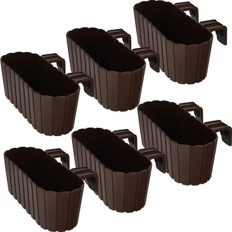 KOTARBAU® Balkonkasten für Balkongeländer oval rustikal braun 400 mm Set 6 Stück