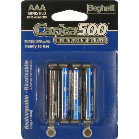 Beghelli PILA RICARICABILE CARICA 500 4 PZ. MINISTILO 1,2V-800 mAh. 10.00 confezioni