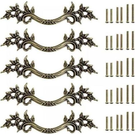 (bronze) 5pcs Poignée de porte vintage Bouton de Porte de Placard rétro, XU,décorer le Tiroir, La Commode, Placard, Meuble etc - KZQ (1/4)