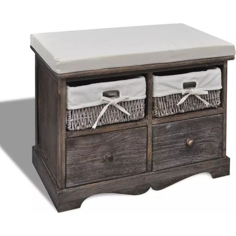 vidaXL Banc de rangement Marron 62x33x42 cm Bois de paulownia