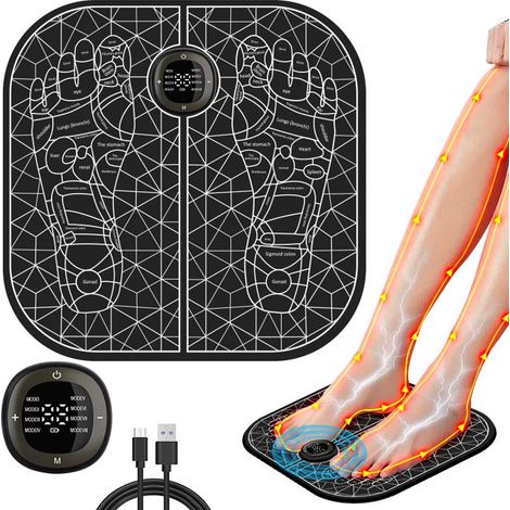 Appareil de massage des pieds EMS, appareil de massage des pieds portable, 8 modes, 19 niveaux d'intensité, appareil de massage pour les pieds, favorise la circulation sanguine. (1/5)