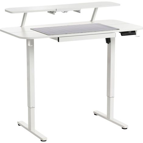 Scrivania elettrica con tappetino per mouse altezza regolabile funzioni di seduta e in piedi stile scandinavo moderno 120 x 60 cm porta USB piano e gambe bianchi Wilbanks (1/5)