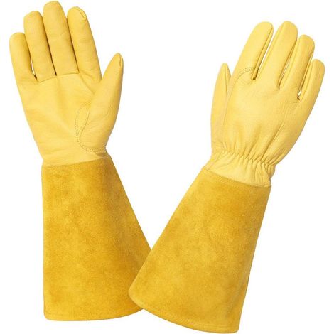 Gants de jardinage en cuir pour hommes et femmes - avec protection anti-épines, gants de jardinage pour jardiniers et agriculteurs (1/5)