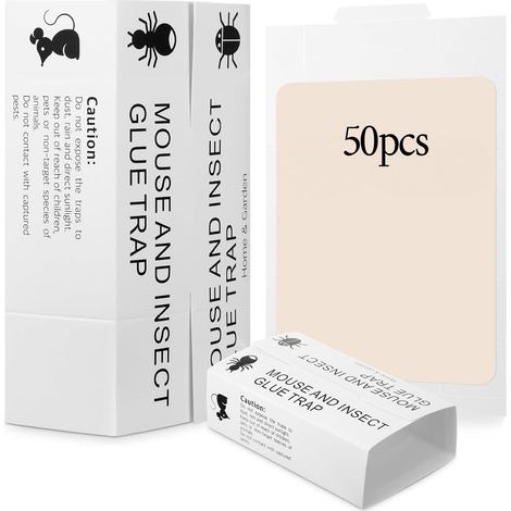 50 pièges collants pour rongeurs et insectes, pièges à colle pour insectes, pièges à souris collants, adaptés aux araignées, aux mites et aux cafards. (1/5)