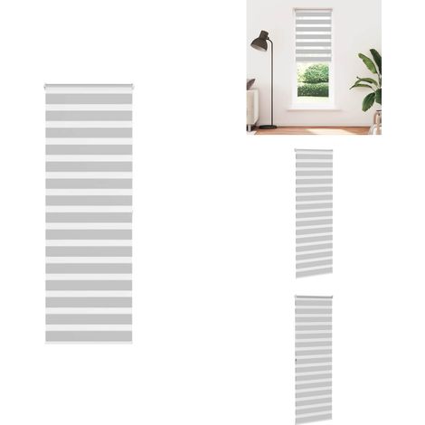 Store zèbre gris clair largeur du tissu 65,9 cm polyester - Store Zébré - Stores Zébrés - Store À Enrouleur Zébré - Double Store À Enrouleur (1/5)